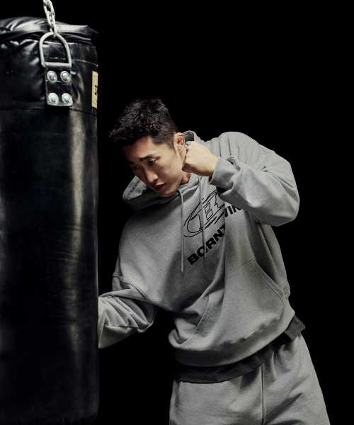 STROKE B LOGO EXTRA FIT HOODIE [MELANGE GREY]