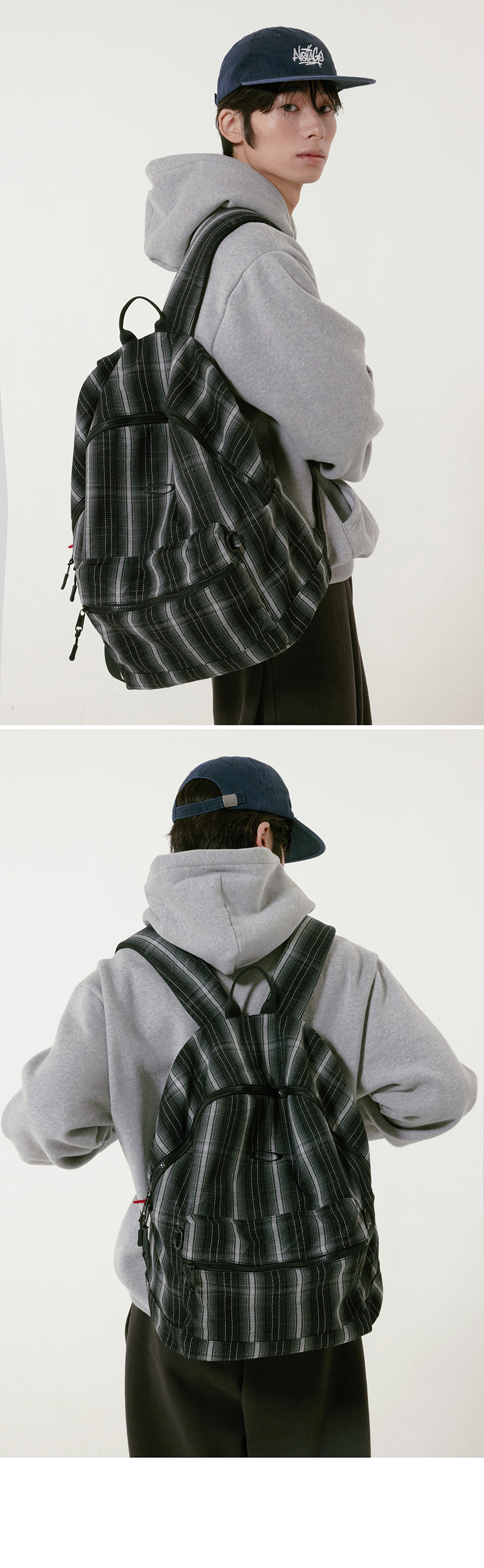 OVER CHECK BACKPACK - 2 COLORS BLACK