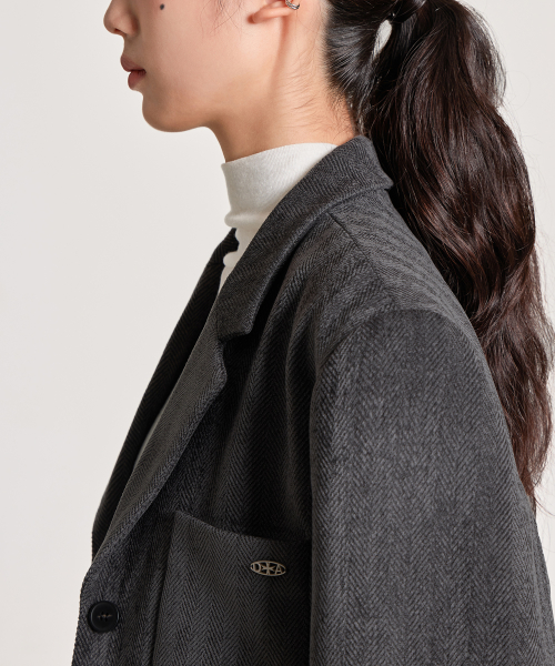 VELVET BUTTON CLASSIC SINGLE JACKET, CHARCOAL