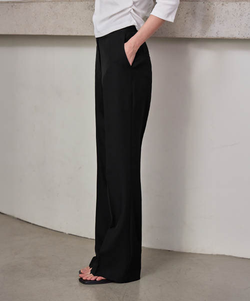 SIGNATURE ESSENTAIL BOOTCUT SLACKS, BLACK