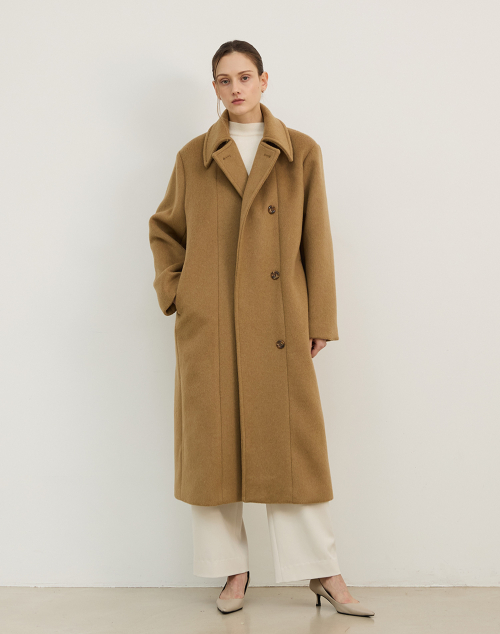 OVERFIT WOOL LONG COAT BEIGE Оверфит шерстяное пальто Light Beige