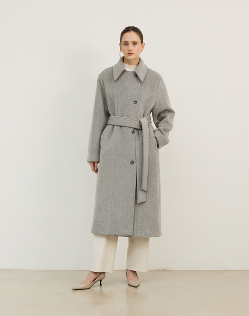 Оверсайз длинное шерстяное пальто Light Gray