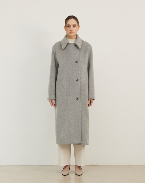 Оверсайз длинное шерстяное пальто Light Gray