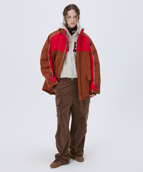 COLOR BLOCK PADDING JUMPER BROWN