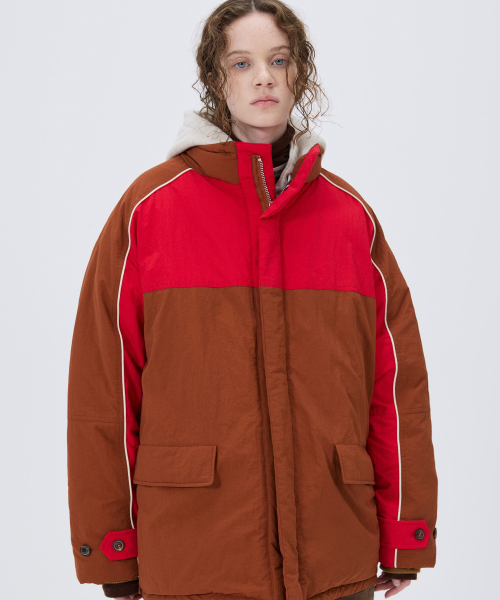 COLOR BLOCK PADDING JUMPER BROWN