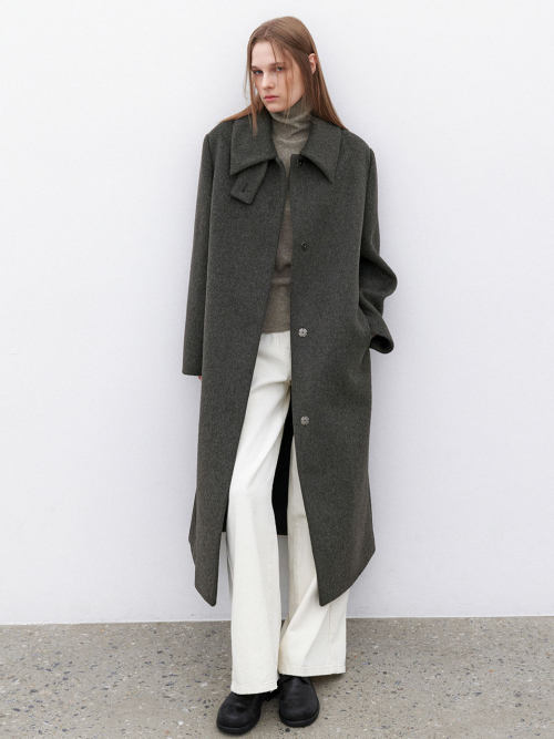 (CT-1477)WOOL SINGLE MAXI COAT