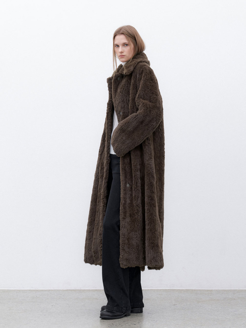 (CT-1474)FLUFFY FUR MAXI COAT