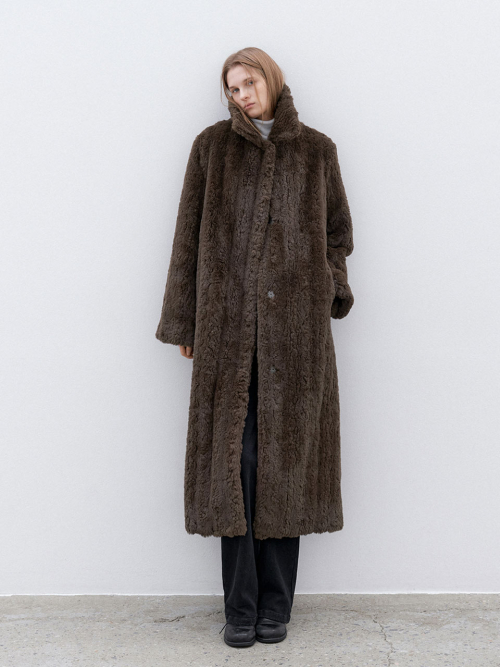 (CT-1474)FLUFFY FUR MAXI COAT