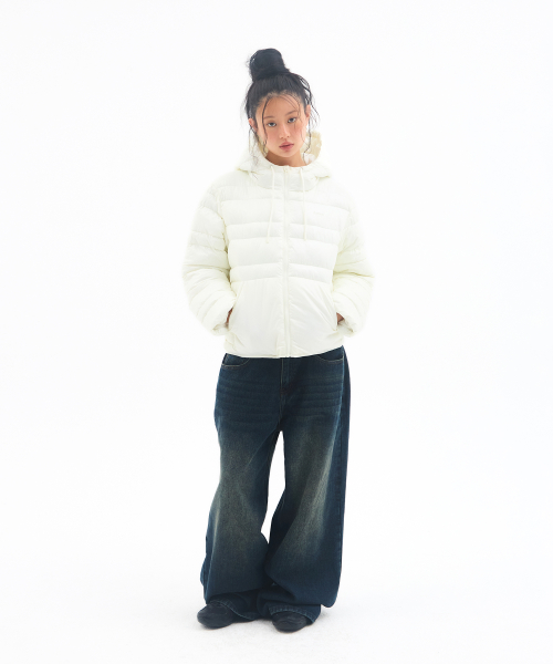 LIGHT WEIGHT HOODED PADDING IVORY