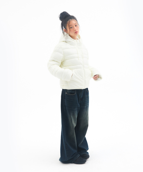 LIGHT WEIGHT HOODED PADDING IVORY