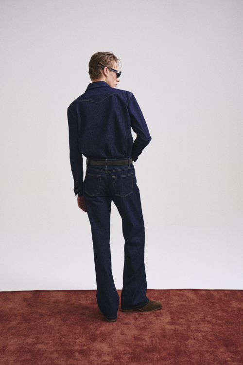 DENIM STRIPED BOOTCUT JEANS (BLUE)
