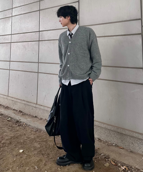 Широкие брюки со складкой Curved Cotton Black