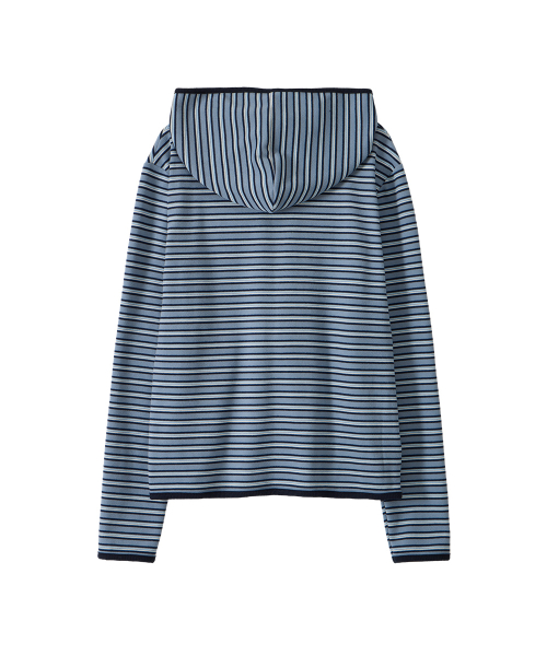 DD stripe trim hooded long sleeve (SKY BLUE)