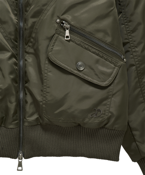 DD cropped studded MA-1 jacket (KHAKI)