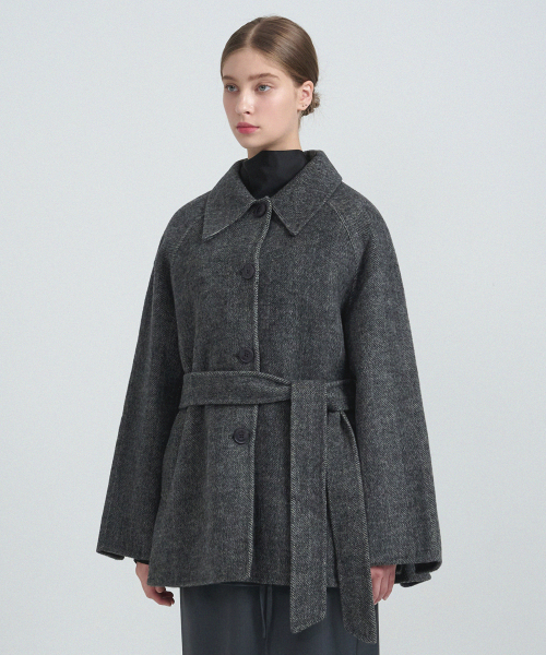 Шерстяное укороченное пальто ручной работы Levi