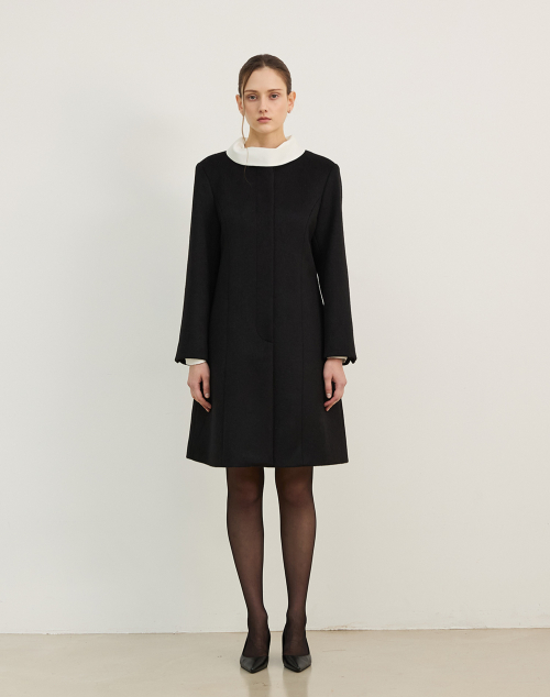 Полупальто клеш WOOL FLARE HALF COAT BLACK