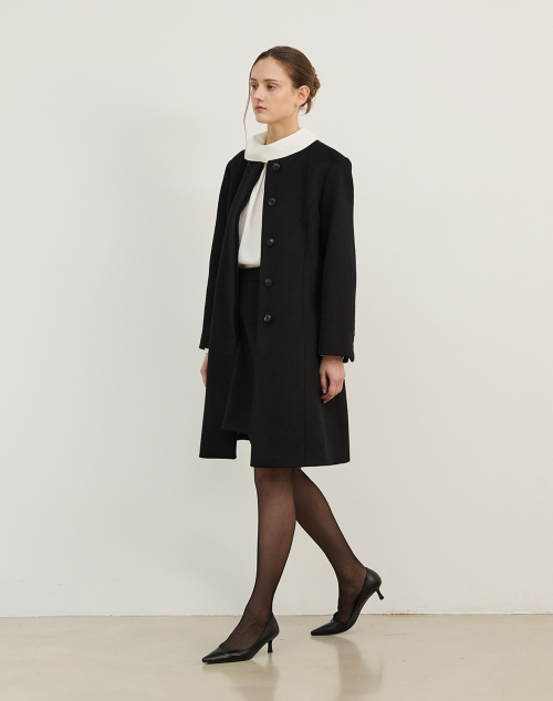 Полупальто клеш WOOL FLARE HALF COAT BLACK