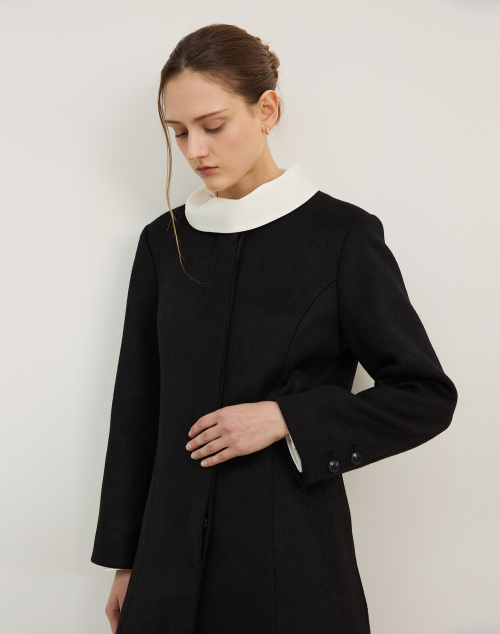 Полупальто клеш WOOL FLARE HALF COAT BLACK