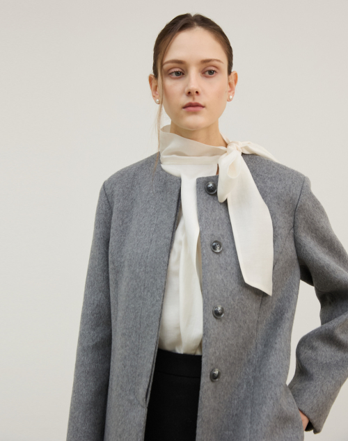 Полупальто WOOL FLARE HALF COAT GRAY