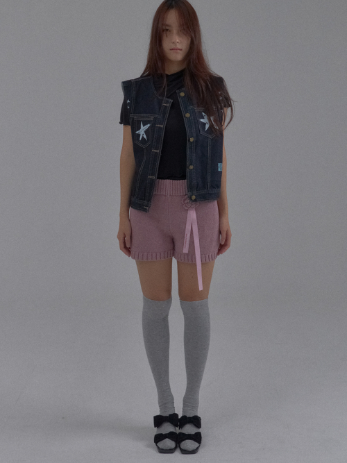 Rosette Crochet Flower Knit Bloomers_Pink