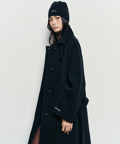 WOOL RAGLAN BALMACAAN LONG COAT_BLACK