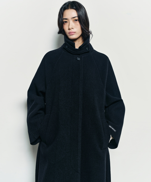 WOOL RAGLAN BALMACAAN LONG COAT_BLACK