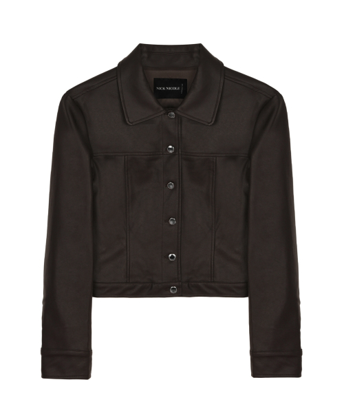 TRUCKER LINE LEATHER JACKET_BROWN