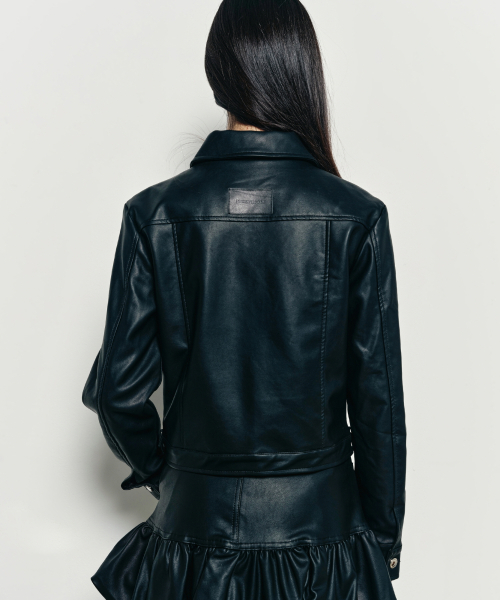 TRUCKER LINE LEATHER JACKET_BLACK