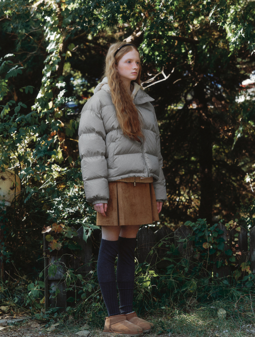 Shiny Puffer Short Padding - gray