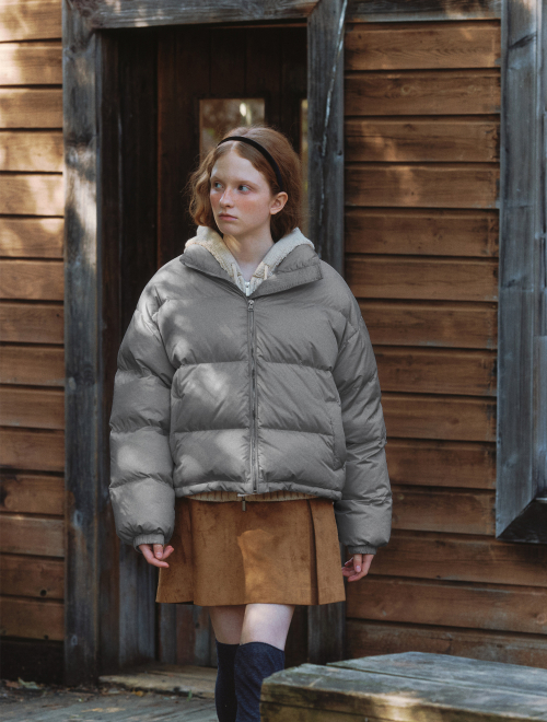 Shiny Puffer Short Padding - gray