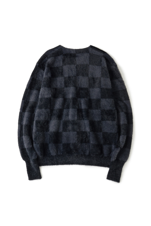 Hairy Cardigan Checkerboard Black/Charcoal