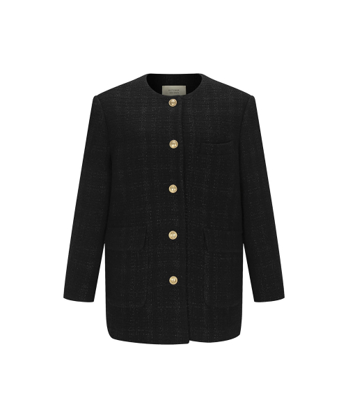 tweed box jacket (black)