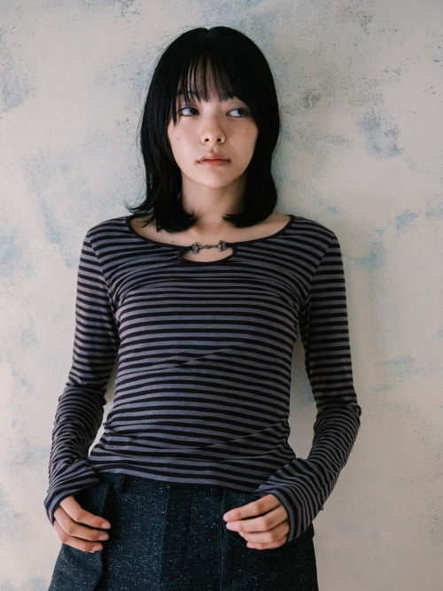 HORSEBIT DETAIL STRIPE TOP_PURPLE