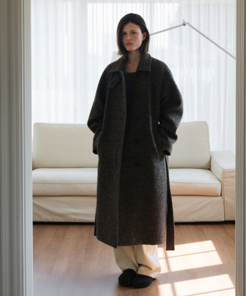 ALPACA VINTAGE ROBE COAT BROWN