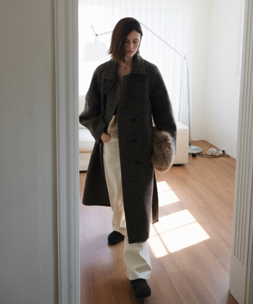 ALPACA VINTAGE ROBE COAT BROWN