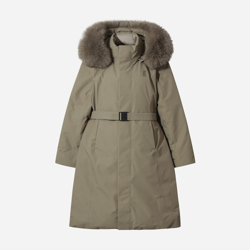 Женский длинный пуховик с гусиным пухом (BEIGE)