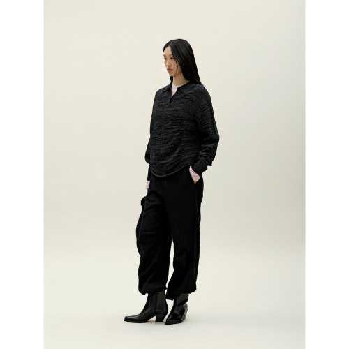 Multiple Knit Polo Dark Grey