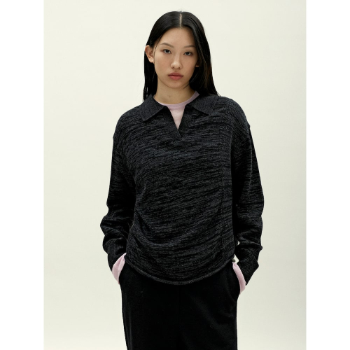 Multiple Knit Polo Dark Grey