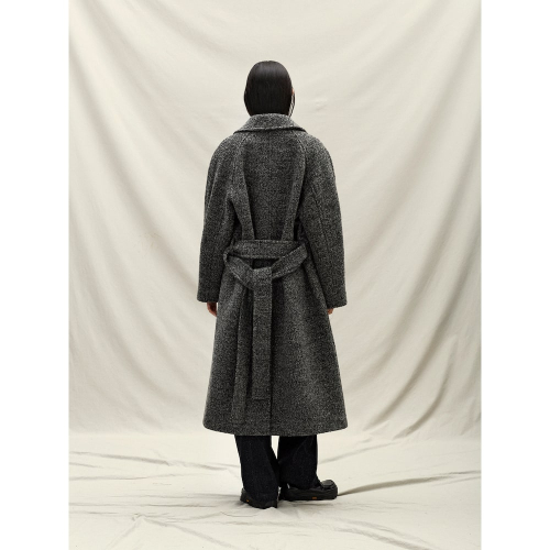 Noise Shawl Collar Long Coat Grey