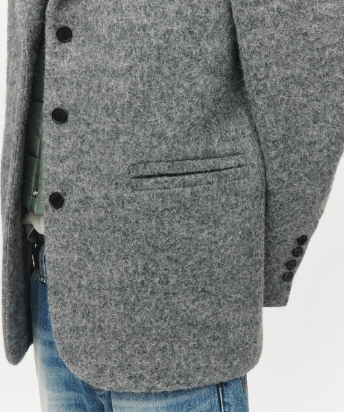 ALPACA SQUARE WOOL SINGLE JACKET (CHARCOAL)