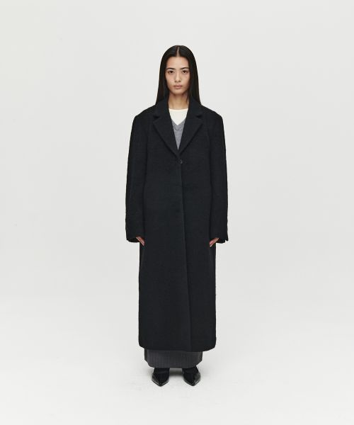 ALPACA LONG SINGLE COAT (BLACK)