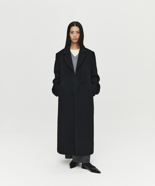 ALPACA LONG SINGLE COAT (BLACK)