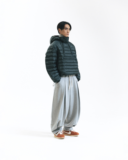 Duck Down Hooded Anorak Puffer - Dark Green
