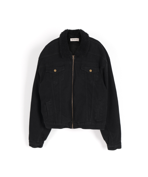fleece heavy denim trucker jacket