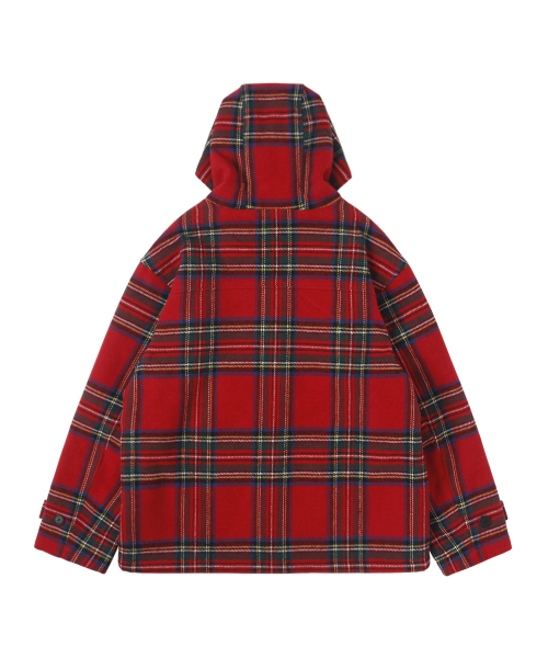Tartan Hooded Coat - Red