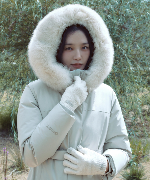 Женский длинный тяжёлый пуховик Drypeak Windstopper (S25WWPDJ05) Light Beige