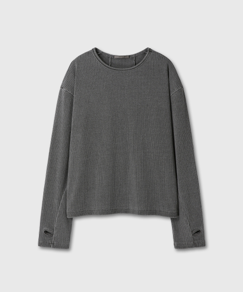 [DIVEIN x Papfleurs] Ribbed Long Sleeve (Dark Gray)