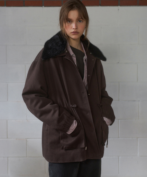 Vanves washed half jacket (wine)