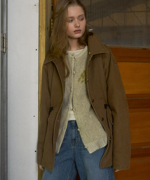 Vanves washed half jacket (khaki brown)