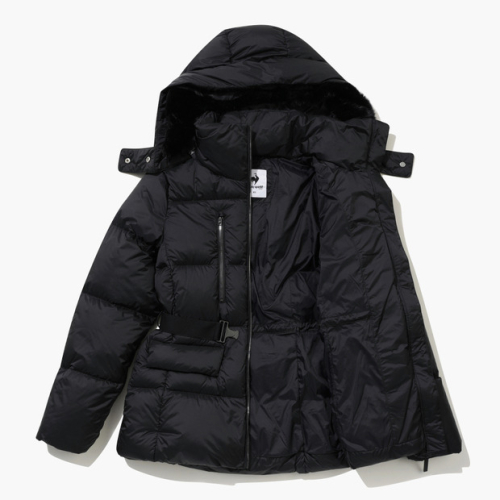 Женский пуховик средней длины с меховым капюшоном _BLCK GQ422LDJO5